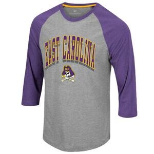 COLLOSEUM Mens East Carolina Pirates Baseball Tee Medium Grey Purple NWT